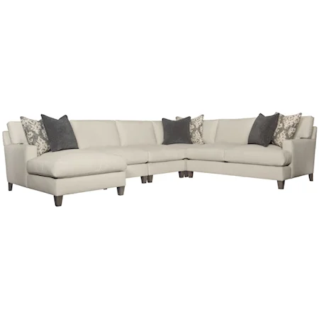 Transitional 5-Piece Sectional with Exposed Wood Legs